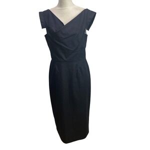 Maggy London Sheath Dress Cocktail Party Career‎ Black Dress Size 14 Zip Lined